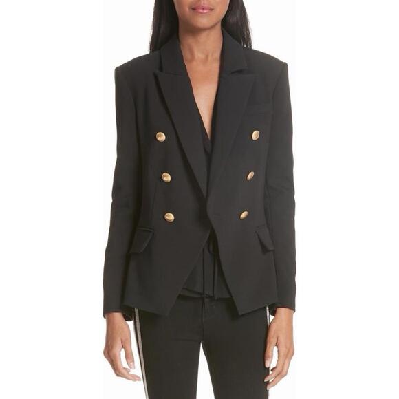 L'AGENCE Jackets & Blazers - New L’’Agence Kenzie double breasted blazer in black gold buttons Sz 14 $675